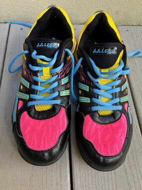 MENS Athletic Sneakers - Pink & Yellow with Blue Accents